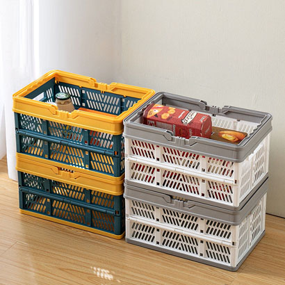 Folding storage basket